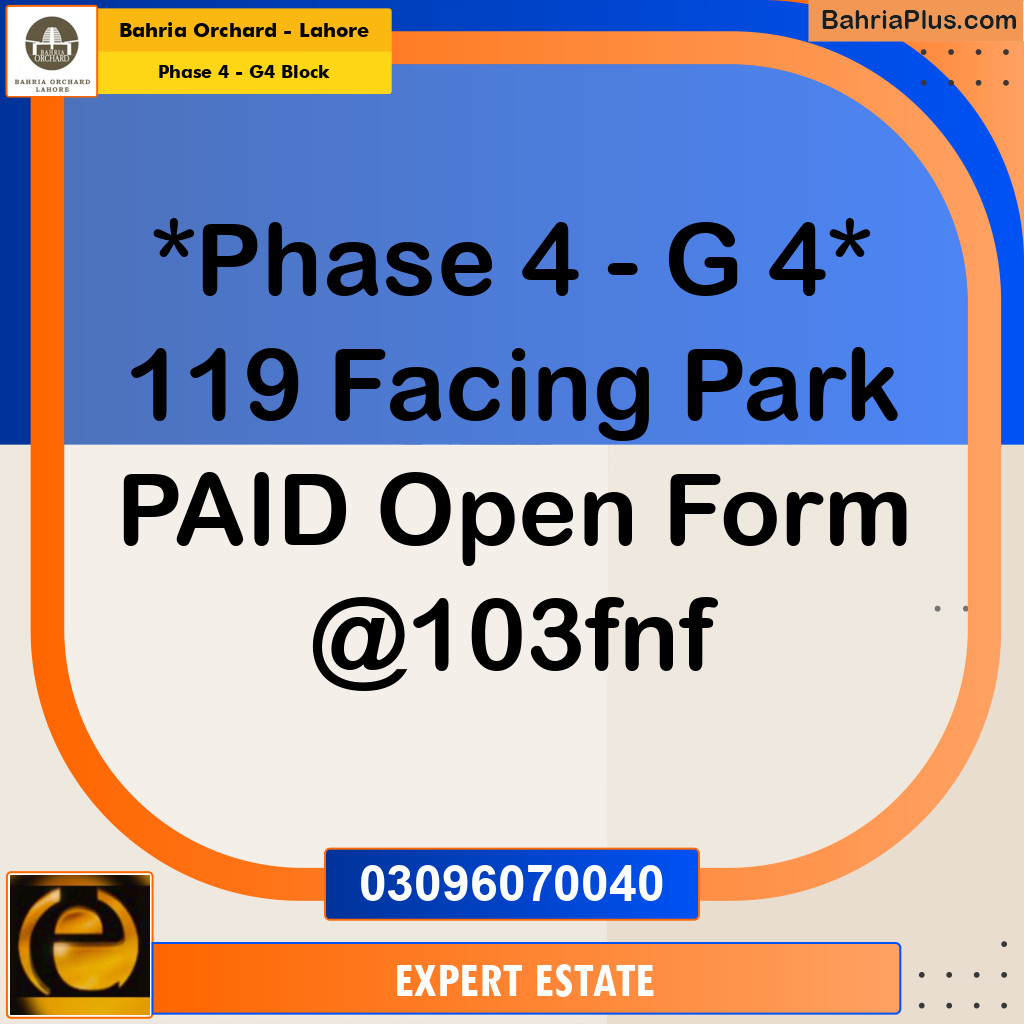 Residential Plot for Sale in Phase 4 - G4 Block -  Bahria Orchard, Lahore - (BP-192372)