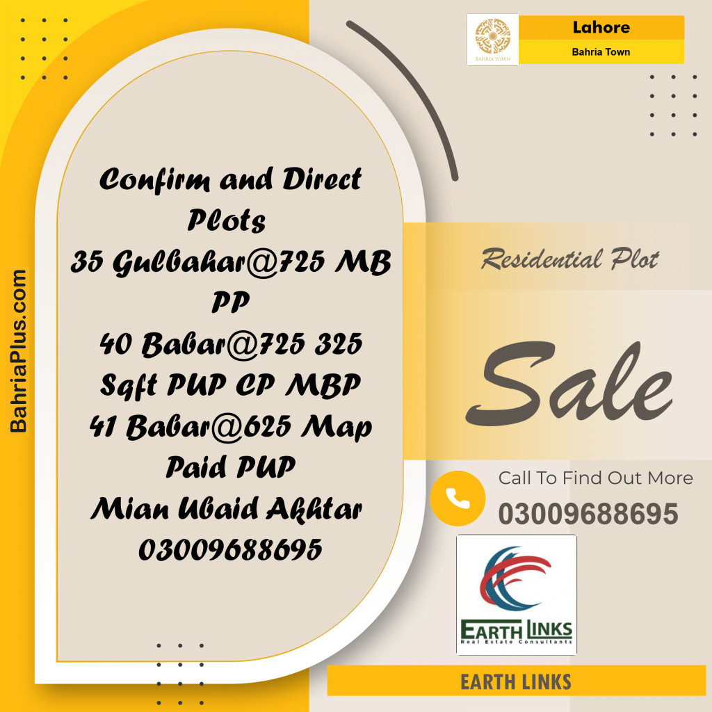 Residential Plot for Sale in Bahria Town, Lahore - (BP-192389)