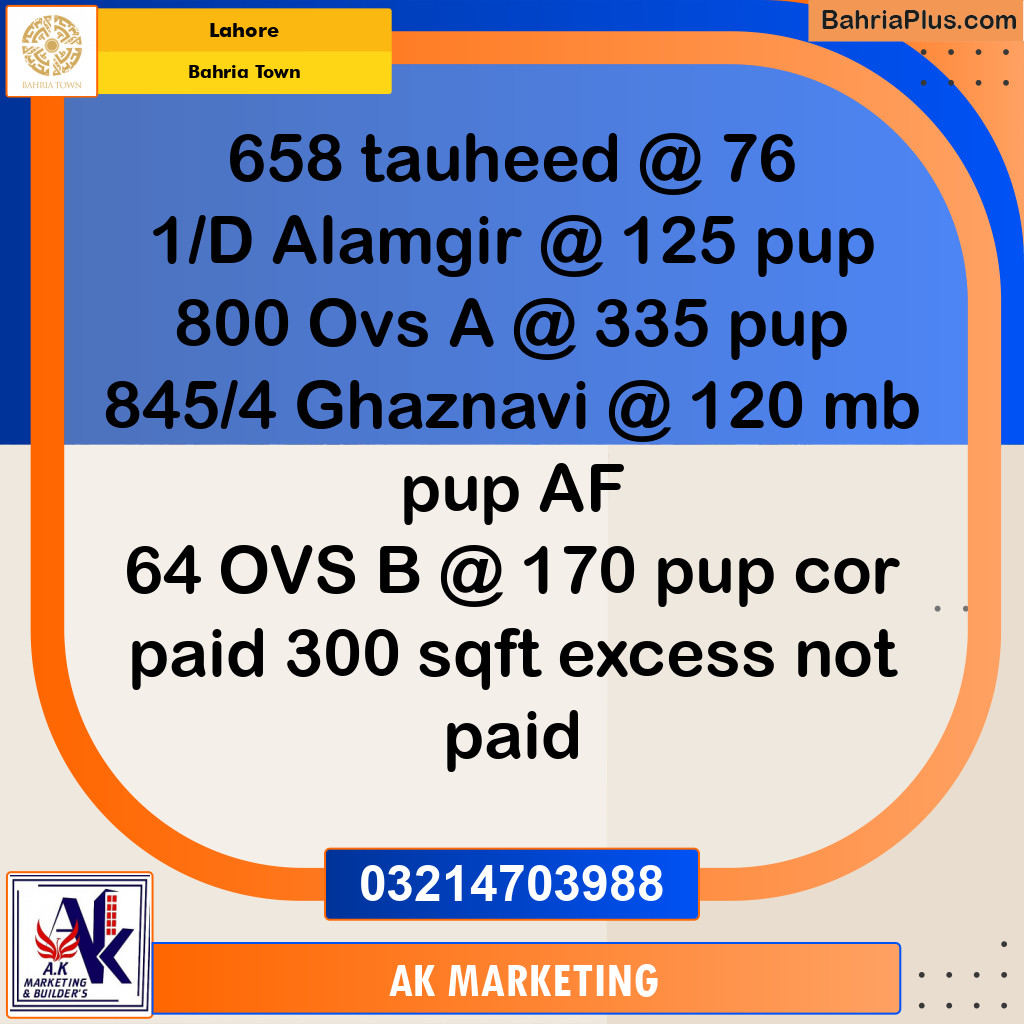 Residential Plot for Sale in Bahria Town, Lahore - (BP-192398)