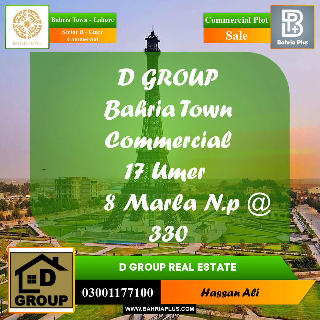 Commercial Plot for Sale in Sector B - Umer Commercial -  Bahria Town, Lahore - (BP-192411)