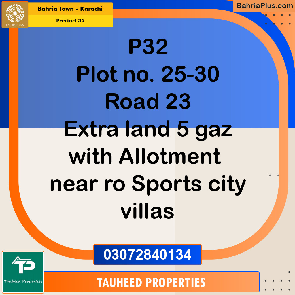 250 Sq. Yards Residential Plot for Sale in Precinct 32 -  Bahria Town, Karachi - (BP-192414)