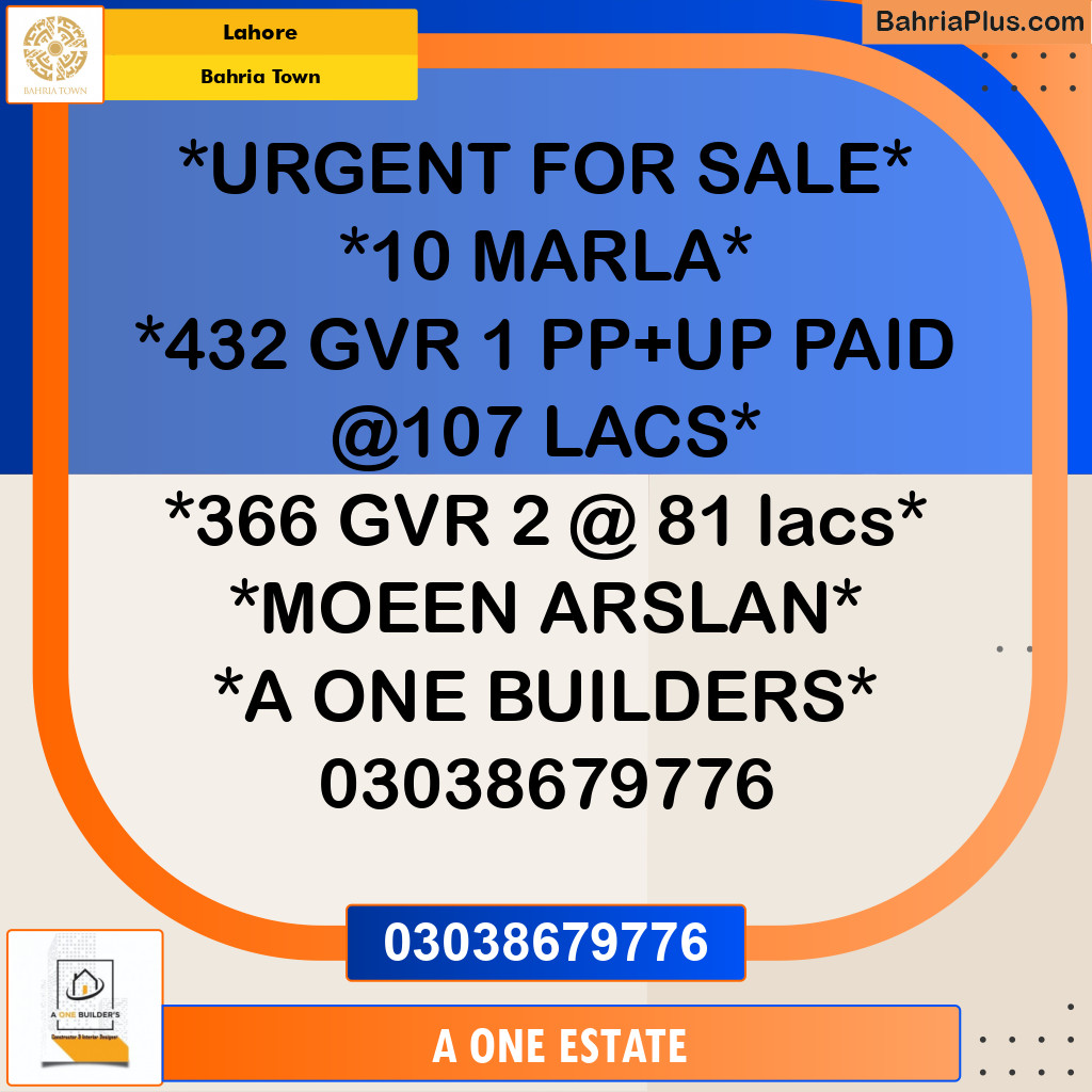 Residential Plot for Sale in Bahria Town, Lahore - (BP-192418)