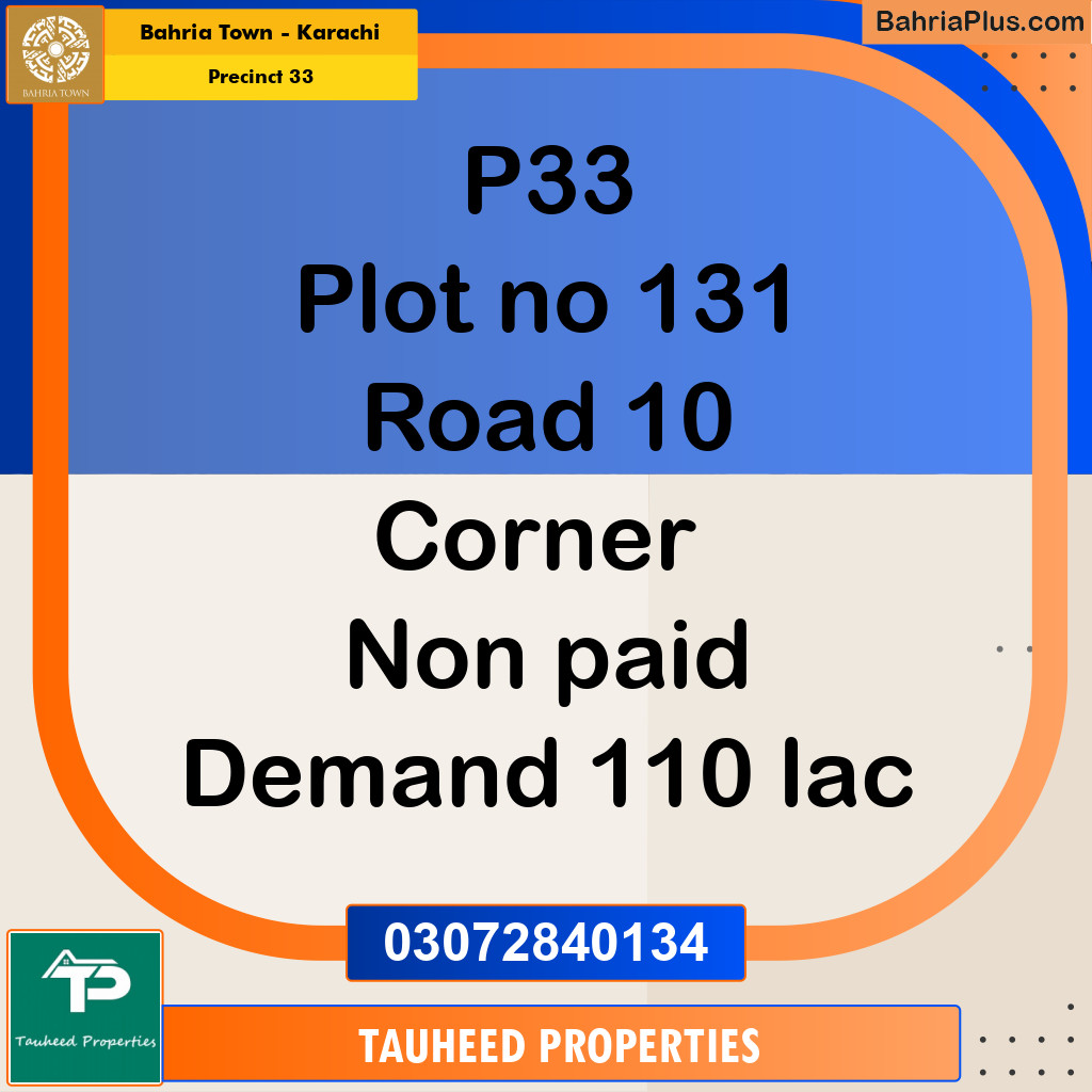 Residential Plot for Sale in Precinct 33 -  Bahria Town, Karachi - (BP-192431)