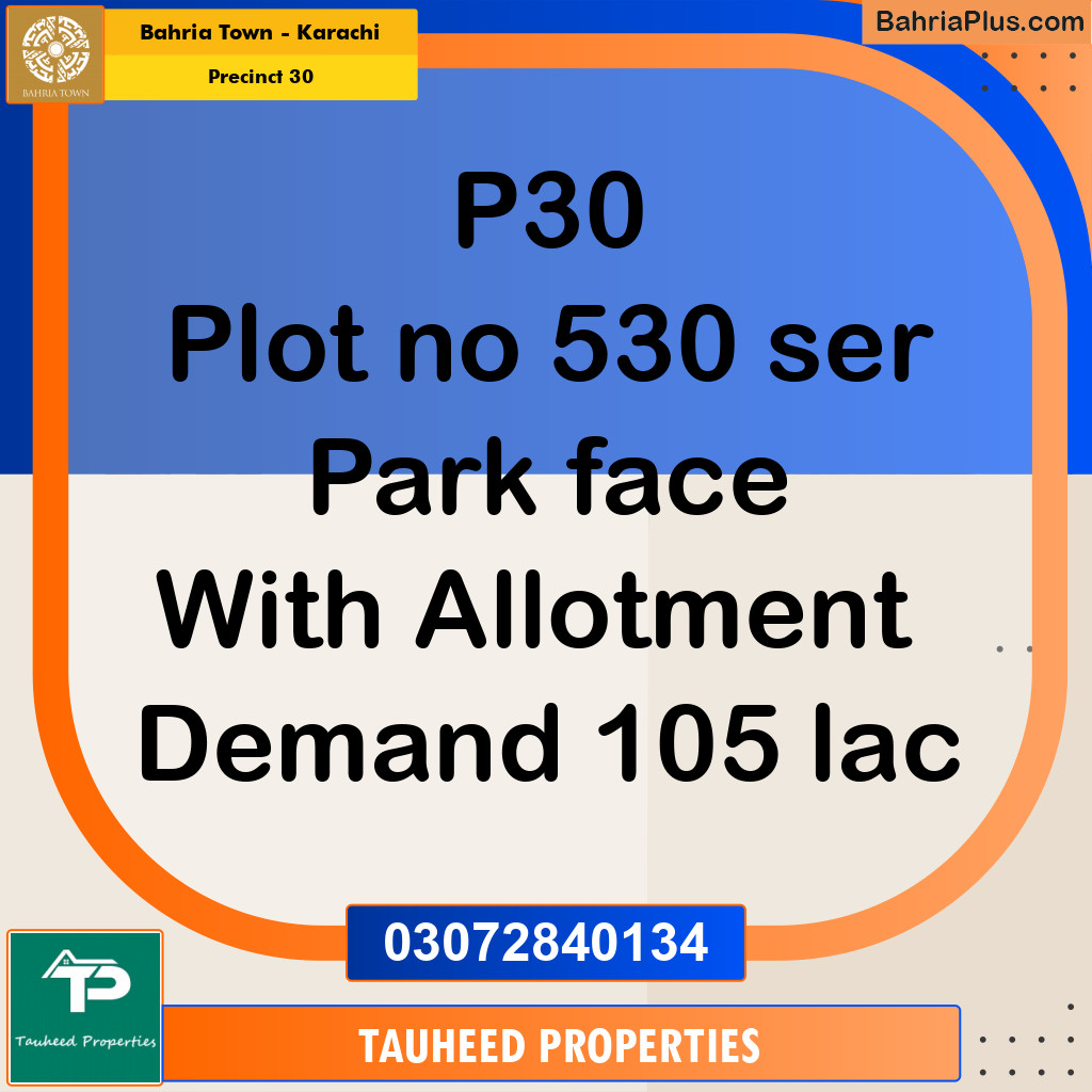 250 Sq. Yards Residential Plot for Sale in Precinct 30 - Bahria Town, Karachi - (BP-192432)