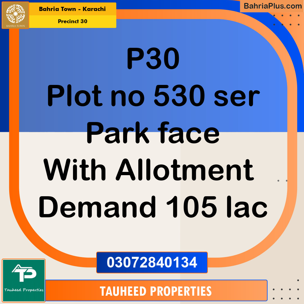 250 Sq. Yards Residential Plot for Sale in Precinct 30 -  Bahria Town, Karachi - (BP-192432)