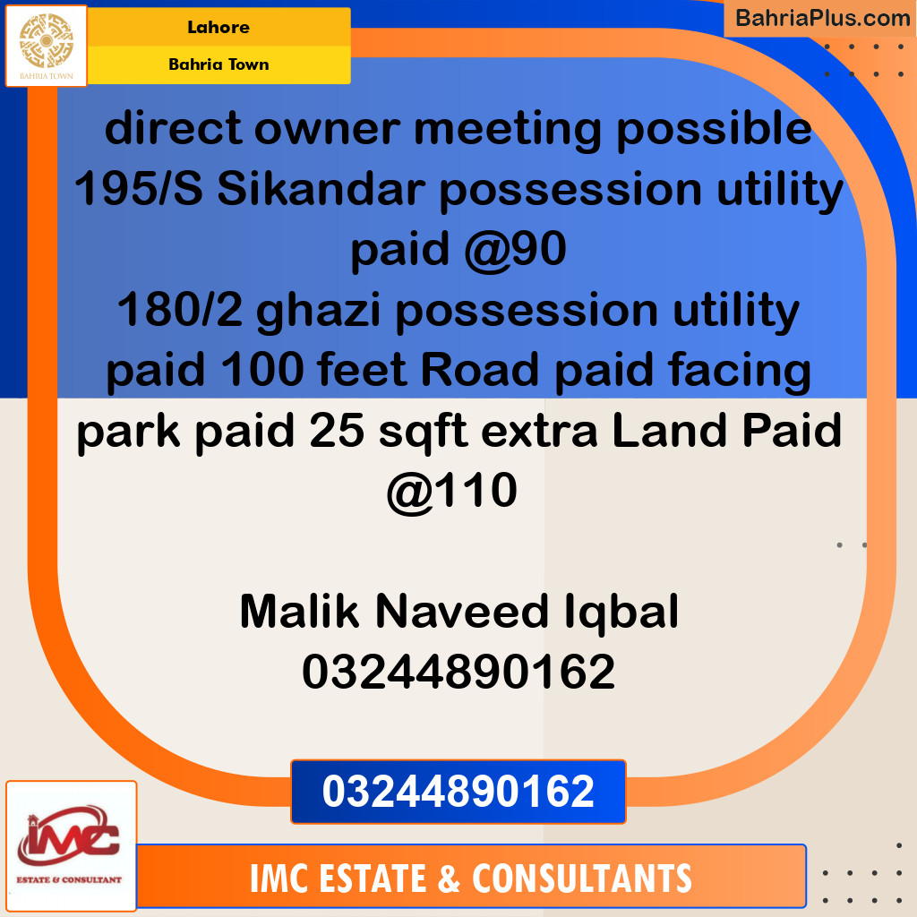 Residential Plot for Sale in Bahria Town, Lahore - (BP-192433)