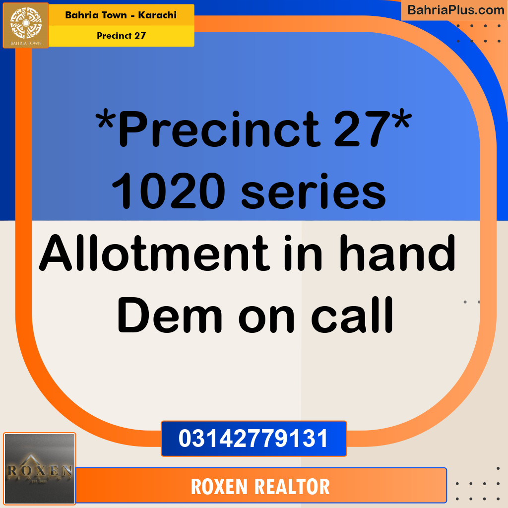 Residential Plot for Sale in Precinct 27 -  Bahria Town, Karachi - (BP-192443)