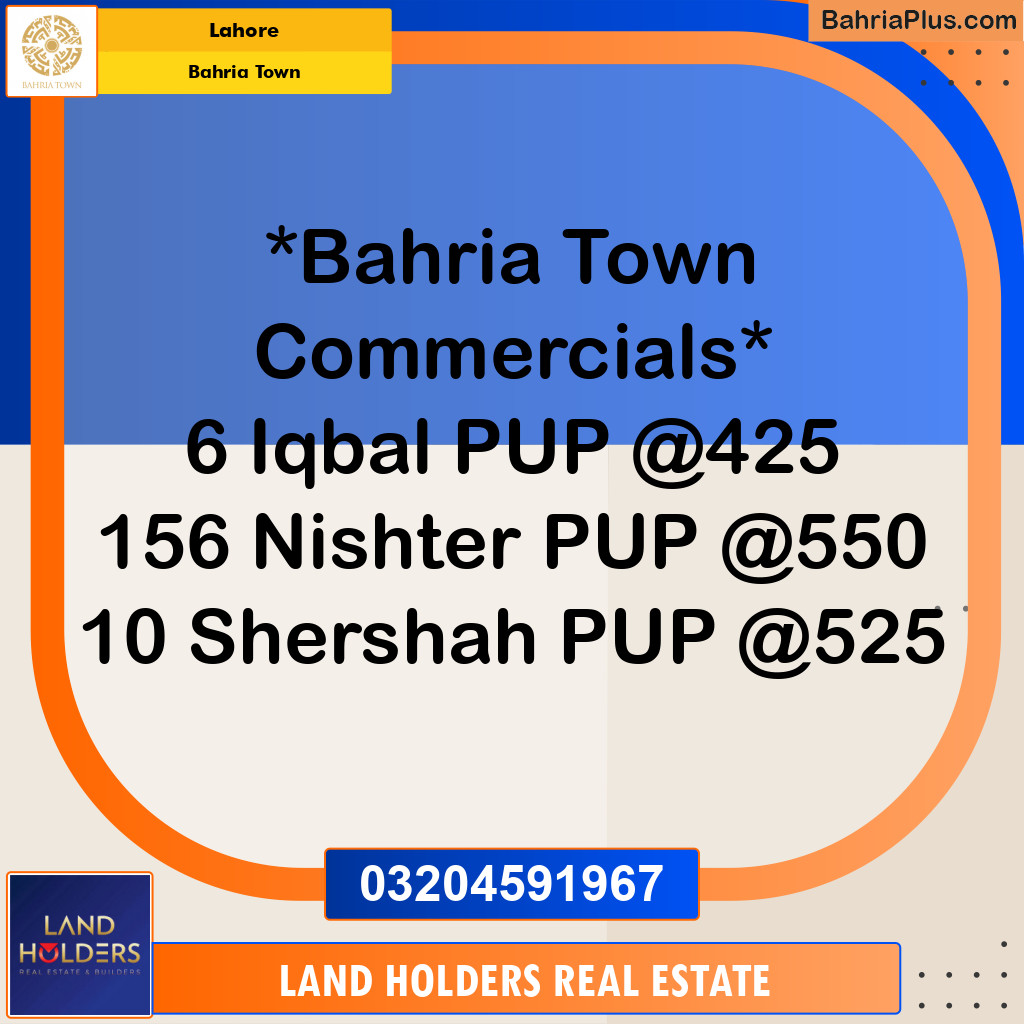 Commercial Plot for Sale in Bahria Town, Lahore - (BP-192465)