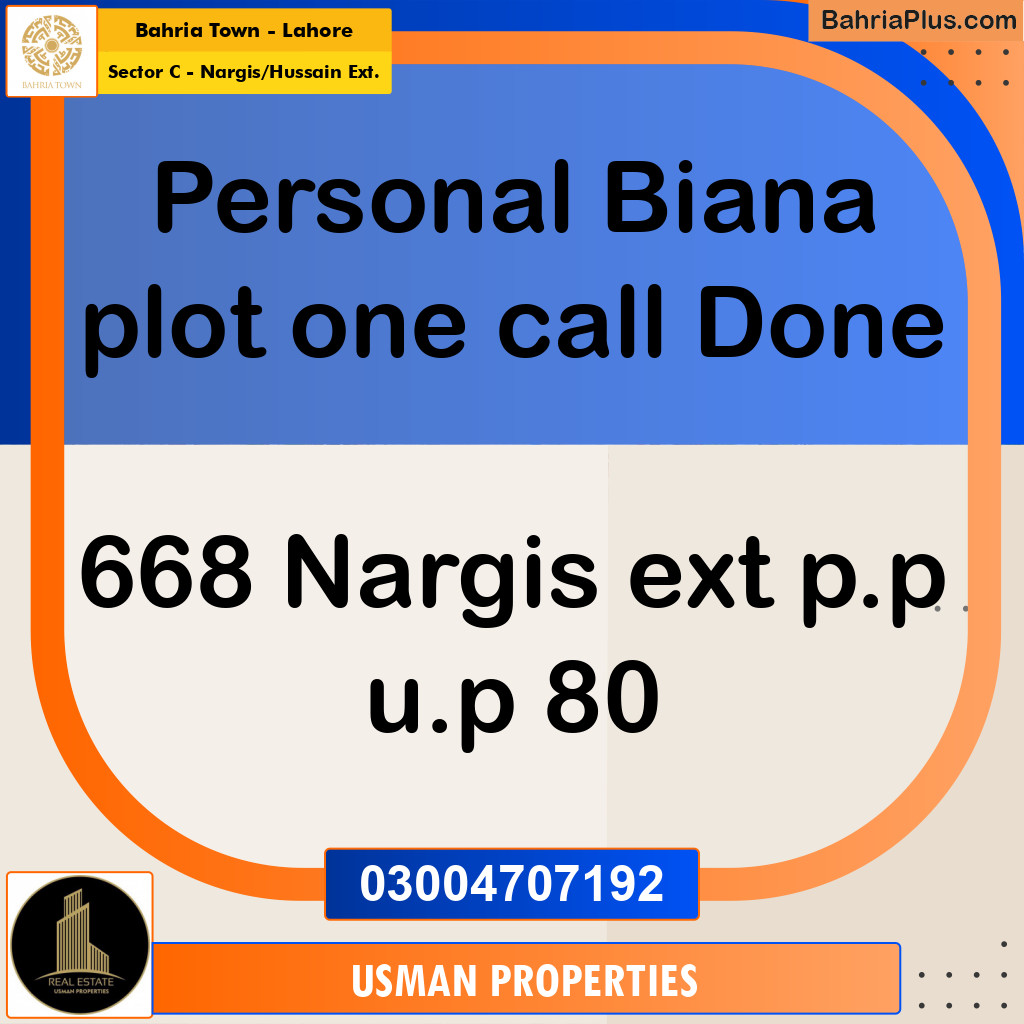 Residential Plot for Sale in Sector C - Nargis/Hussain Ext. -  Bahria Town, Lahore - (BP-192473)