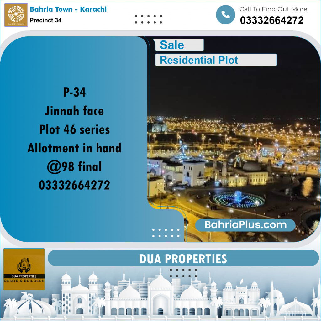 250 Sq. Yards Residential Plot for Sale in Precinct 34 -  Bahria Town, Karachi - (BP-192484)