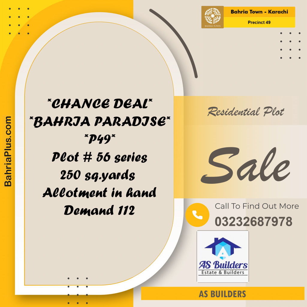 250 Sq. Yards Residential Plot for Sale in Precinct 49 -  Bahria Town, Karachi - (BP-192509)