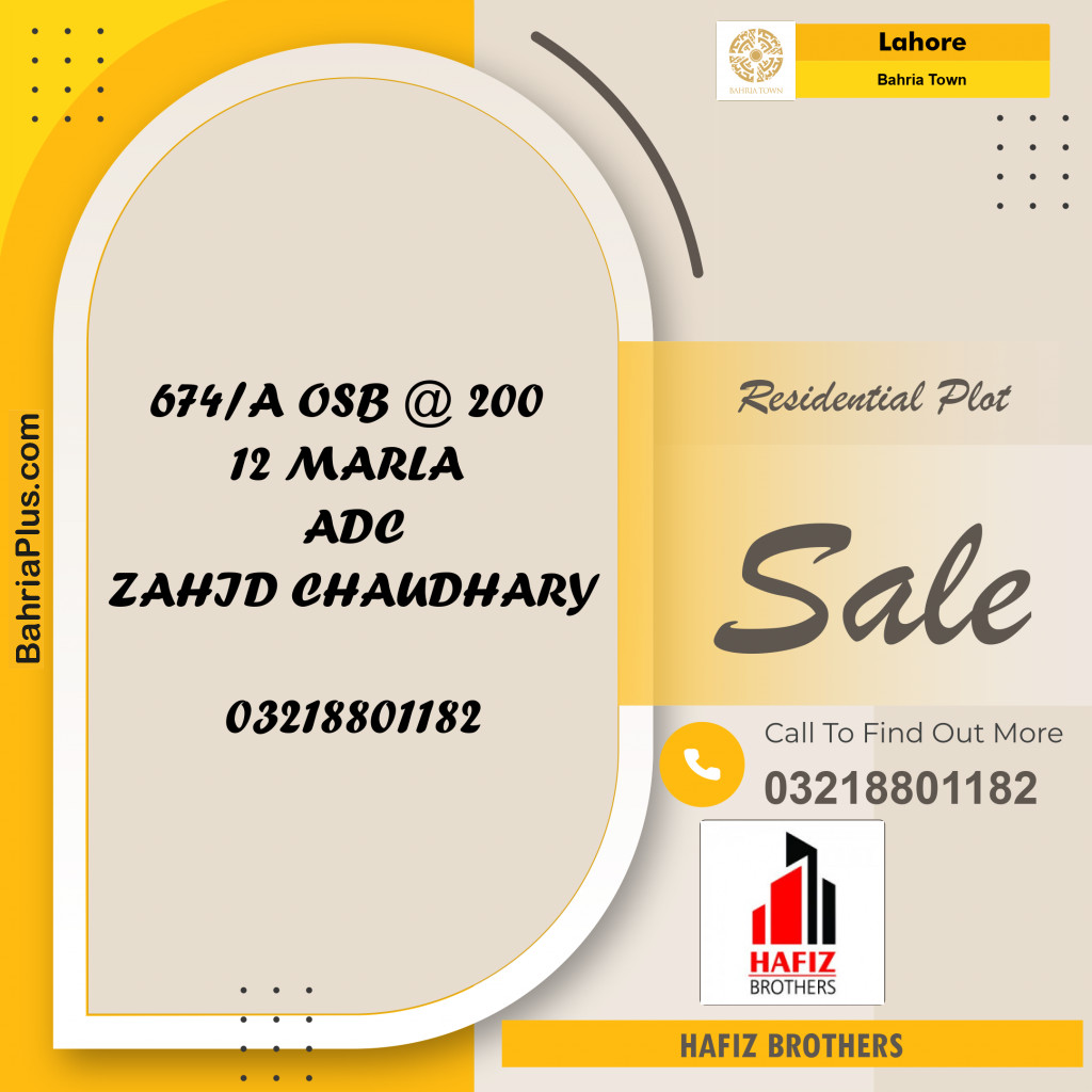 Residential Plot for Sale in Bahria Town, Lahore - (BP-192515)