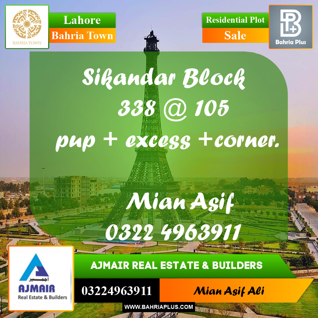Residential Plot for Sale in Bahria Town, Lahore - (BP-192533)