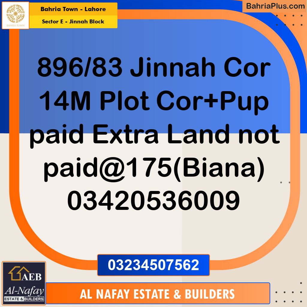 Residential Plot for Sale in Sector E - Jinnah Block -  Bahria Town, Lahore - (BP-192559)