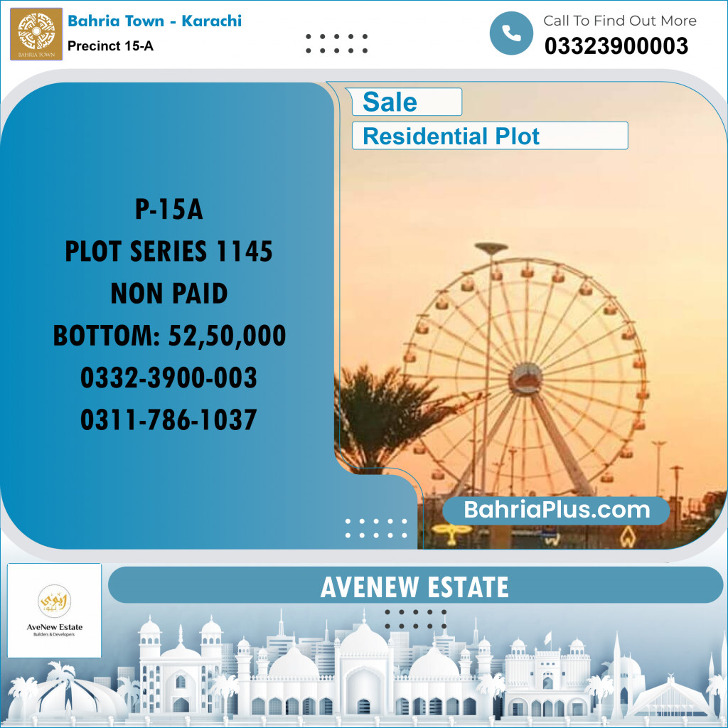 125 Sq. Yards Residential Plot for Sale in Precinct 15-A - Bahria Town, Karachi - (BP-192603)