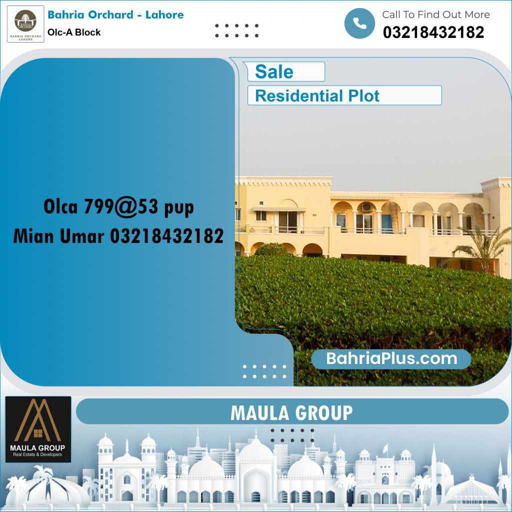 Residential Plot for Sale in OLC-A Block -  Bahria Orchard, Lahore - (BP-192625)