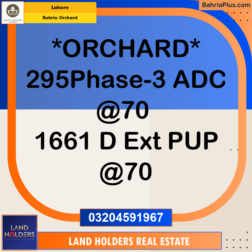 Residential Plot for Sale in Bahria Orchard, Lahore - (BP-192631)