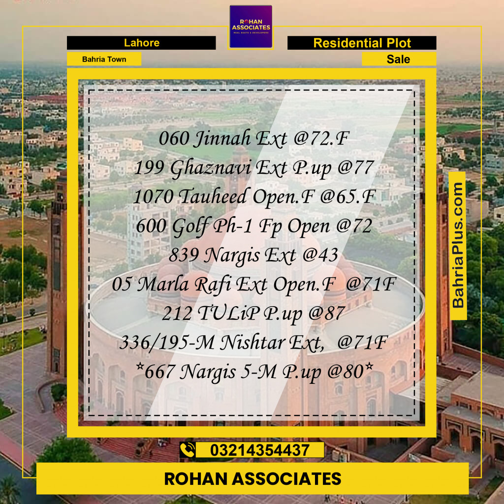 Residential Plot for Sale in Bahria Town, Lahore - (BP-192644)