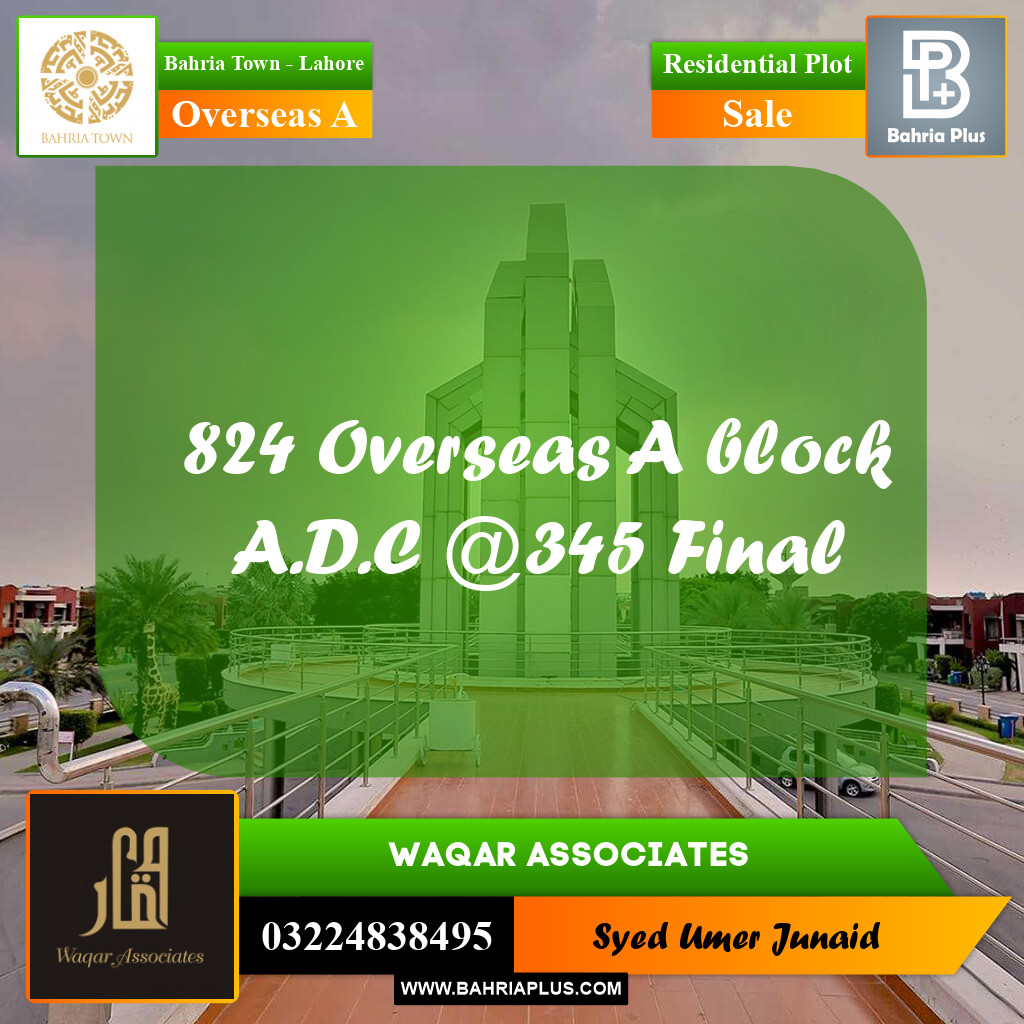 Residential Plot for Sale in Overseas A -  Bahria Town, Lahore - (BP-192647)