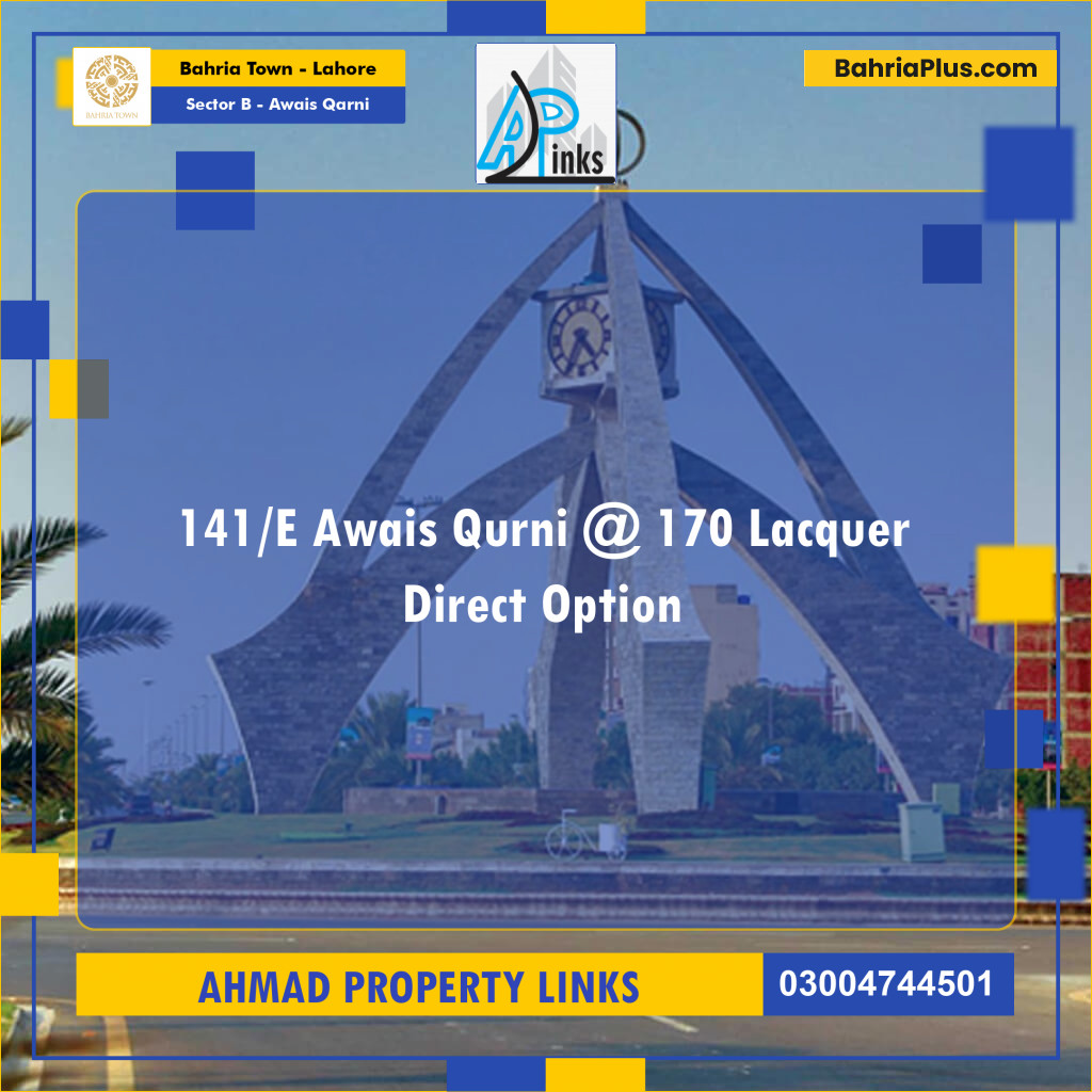 Residential Plot for Sale in Sector B - Awais Qarni - Bahria Town, Lahore - (BP-192769)