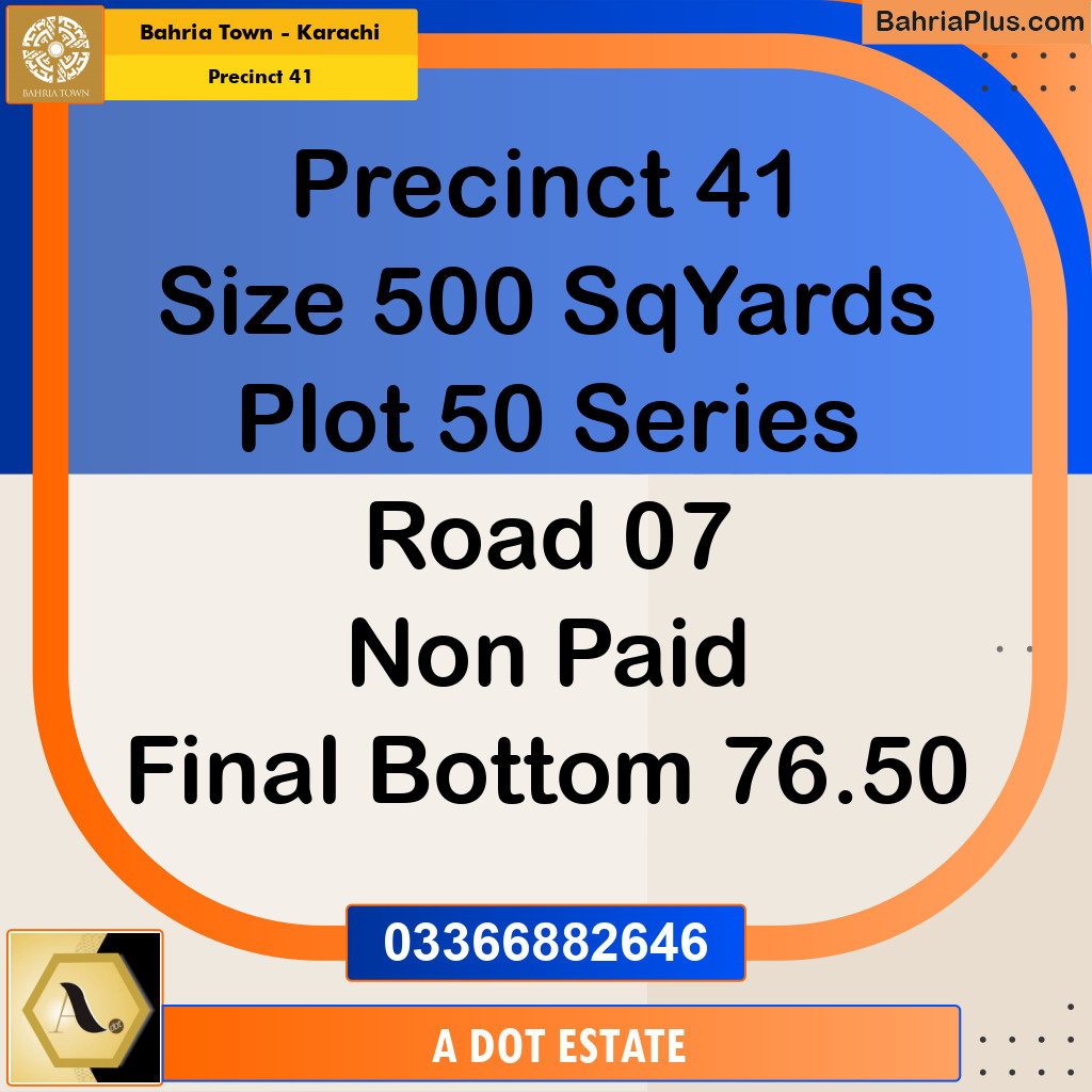 500 Sq. Yards Residential Plot for Sale in Precinct 41 - Bahria Town, Karachi - (BP-192771)
