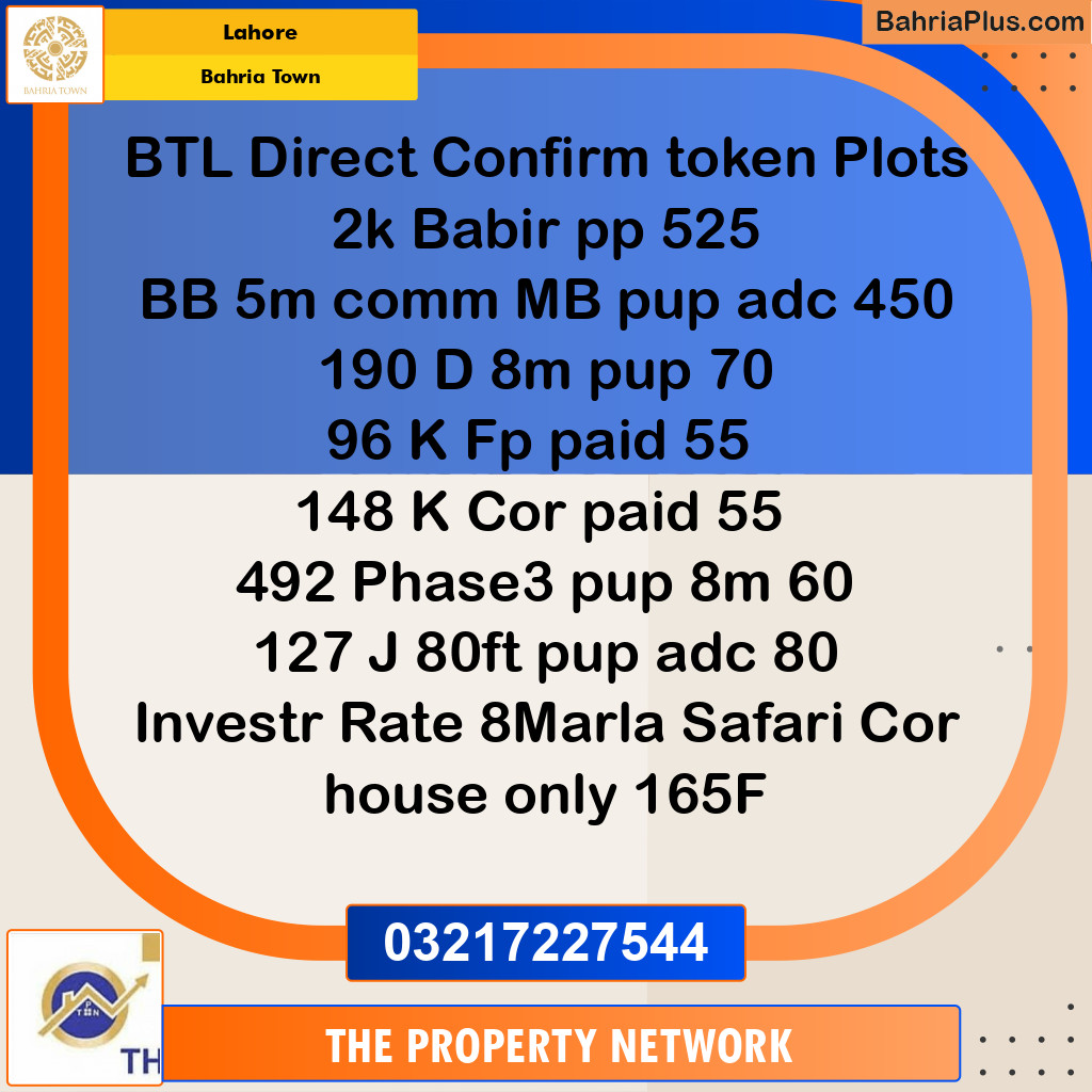 Residential Plot for Sale in Bahria Town, Lahore - (BP-192779)