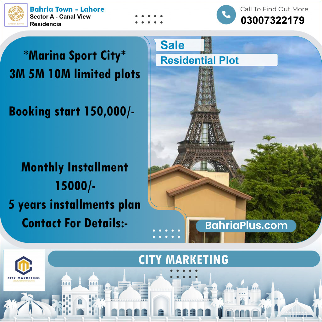 Residential Plot for Sale in Sector A - Canal View Residencia -  Bahria Town, Lahore - (BP-192857)