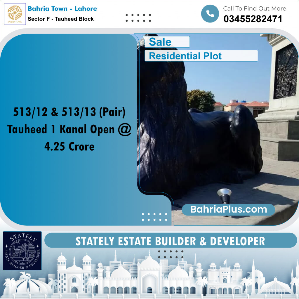 Residential Plot for Sale in Sector F - Tauheed Block -  Bahria Town, Lahore - (BP-192858)