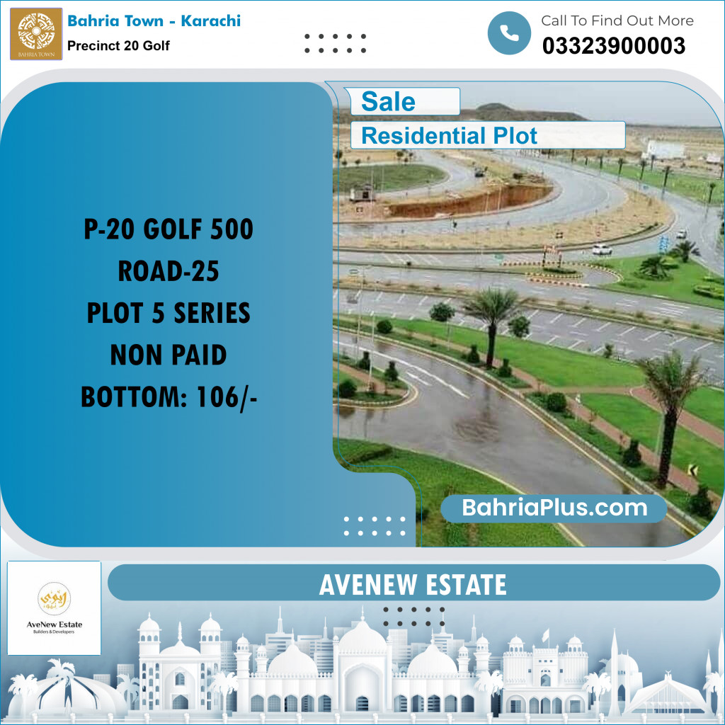 500 Sq. Yards Residential Plot for Sale in Precinct 20 Golf -  Bahria Town, Karachi - (BP-192875)