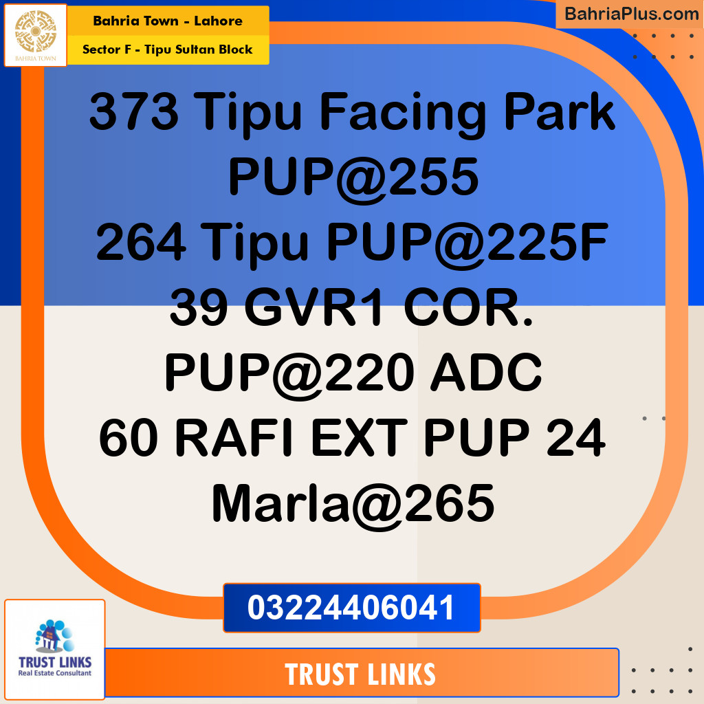 Residential Plot for Sale in Sector F - Tipu Sultan Block -  Bahria Town, Lahore - (BP-192881)