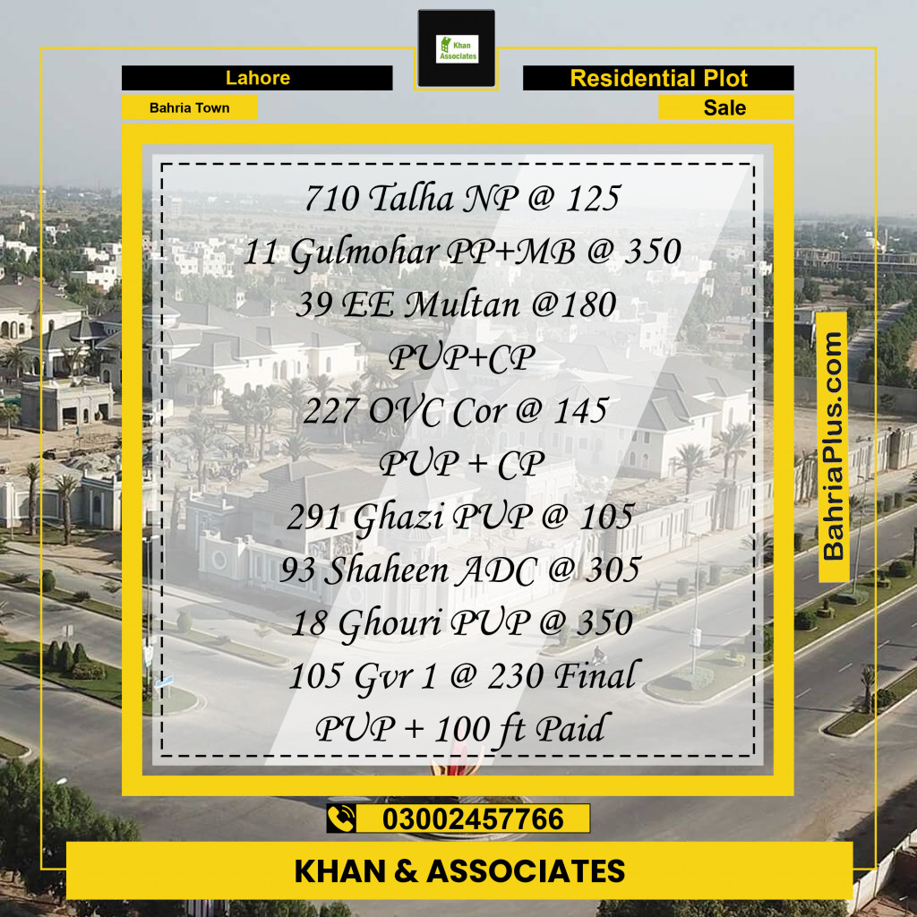 Residential Plot for Sale in Bahria Town, Lahore - (BP-192904)