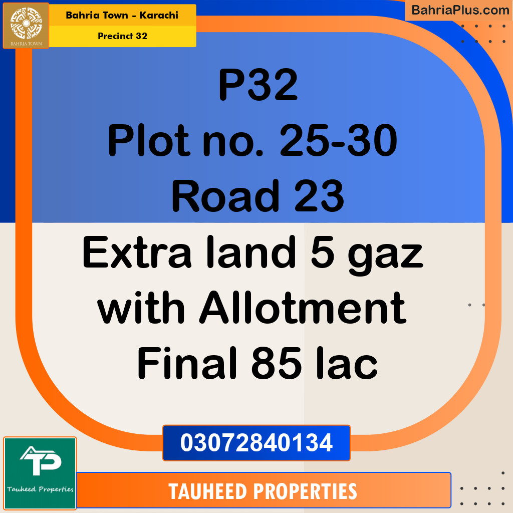 250 Sq. Yards Residential Plot for Sale in Precinct 32 -  Bahria Town, Karachi - (BP-192906)