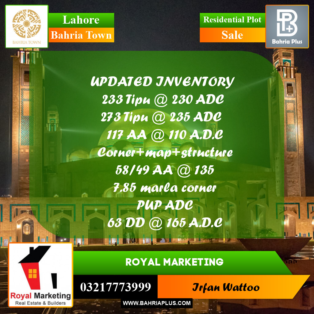 Residential Plot for Sale in Bahria Town, Lahore - (BP-192933)