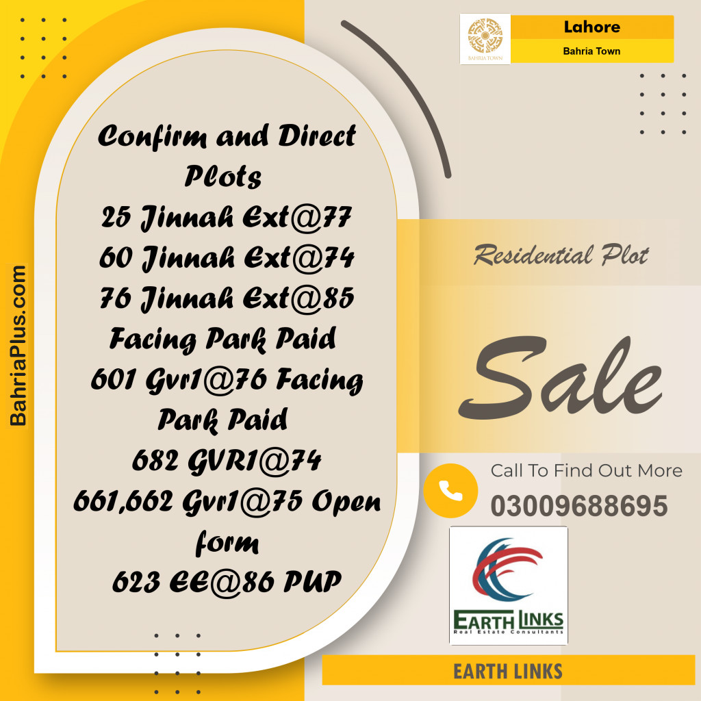 Residential Plot for Sale in Bahria Town, Lahore - (BP-192936)