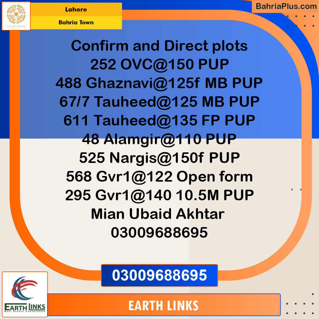 Residential Plot for Sale in Bahria Town, Lahore - (BP-192938)