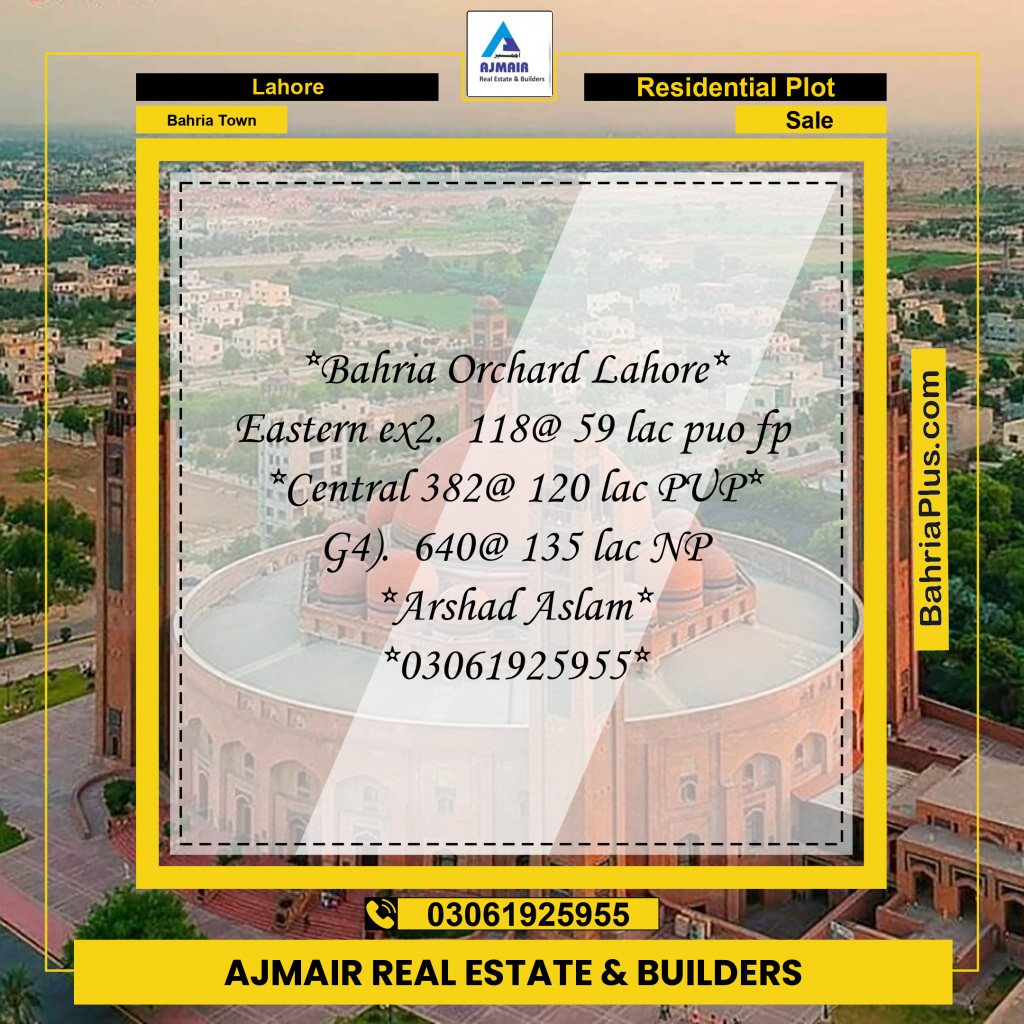 Residential Plot for Sale in Bahria Town, Lahore - (BP-192940)