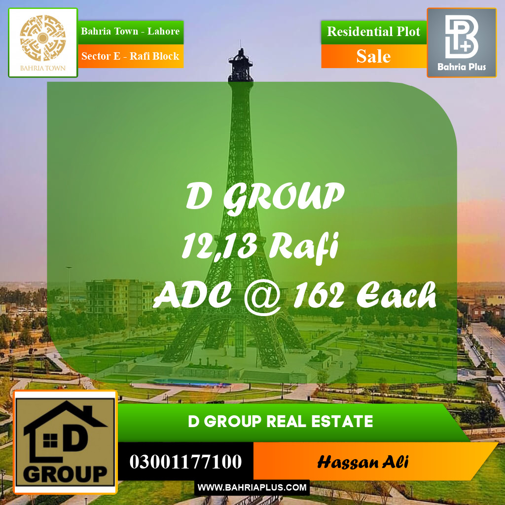 Residential Plot for Sale in Sector E - Rafi Block -  Bahria Town, Lahore - (BP-192941)