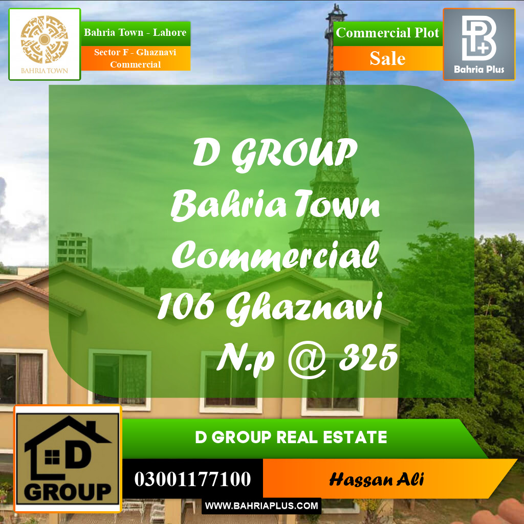 Commercial Plot for Sale in Sector F - Ghaznavi Commercial -  Bahria Town, Lahore - (BP-192957)