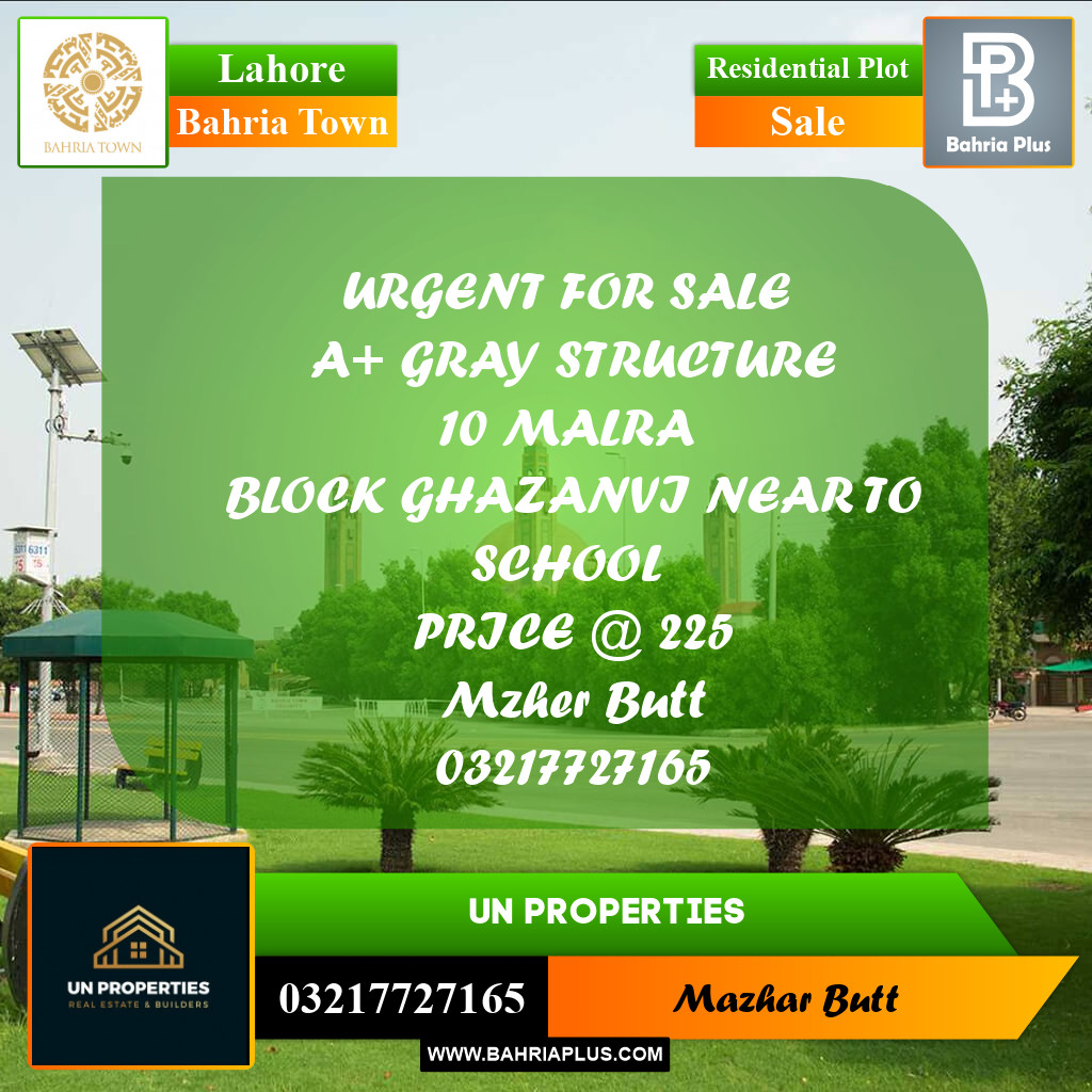 Residential Plot for Sale in Bahria Town, Lahore - (BP-192965)