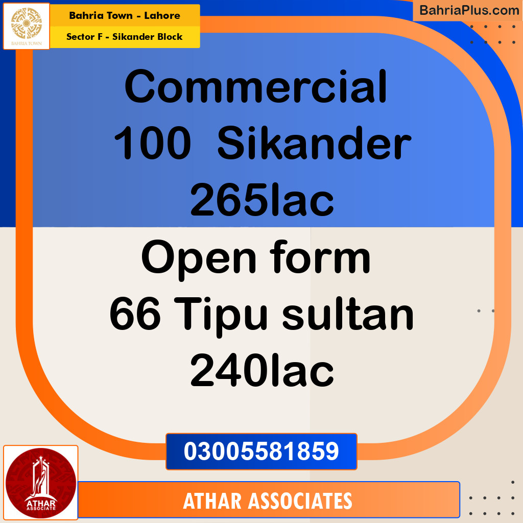 Residential Plot for Sale in Sector F - Sikander Block -  Bahria Town, Lahore - (BP-192977)