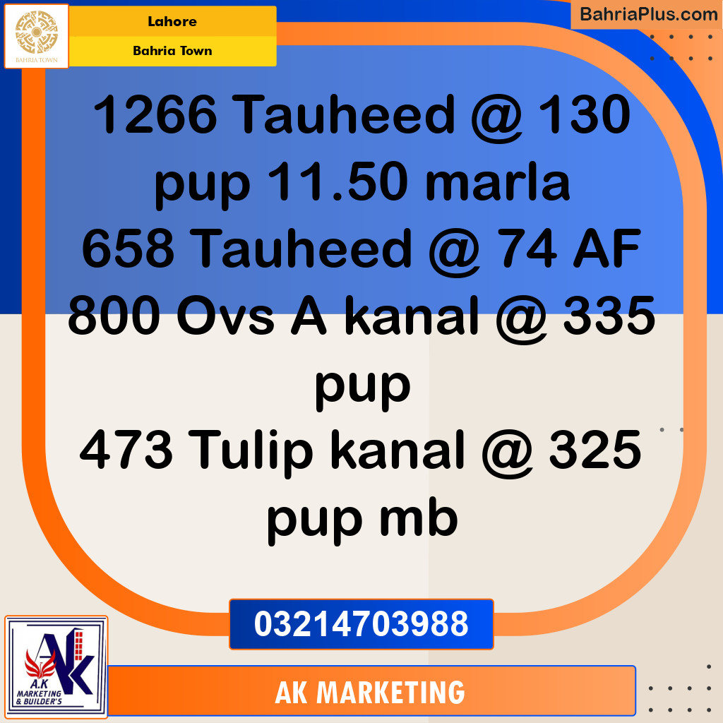 Residential Plot for Sale in Bahria Town, Lahore - (BP-192978)