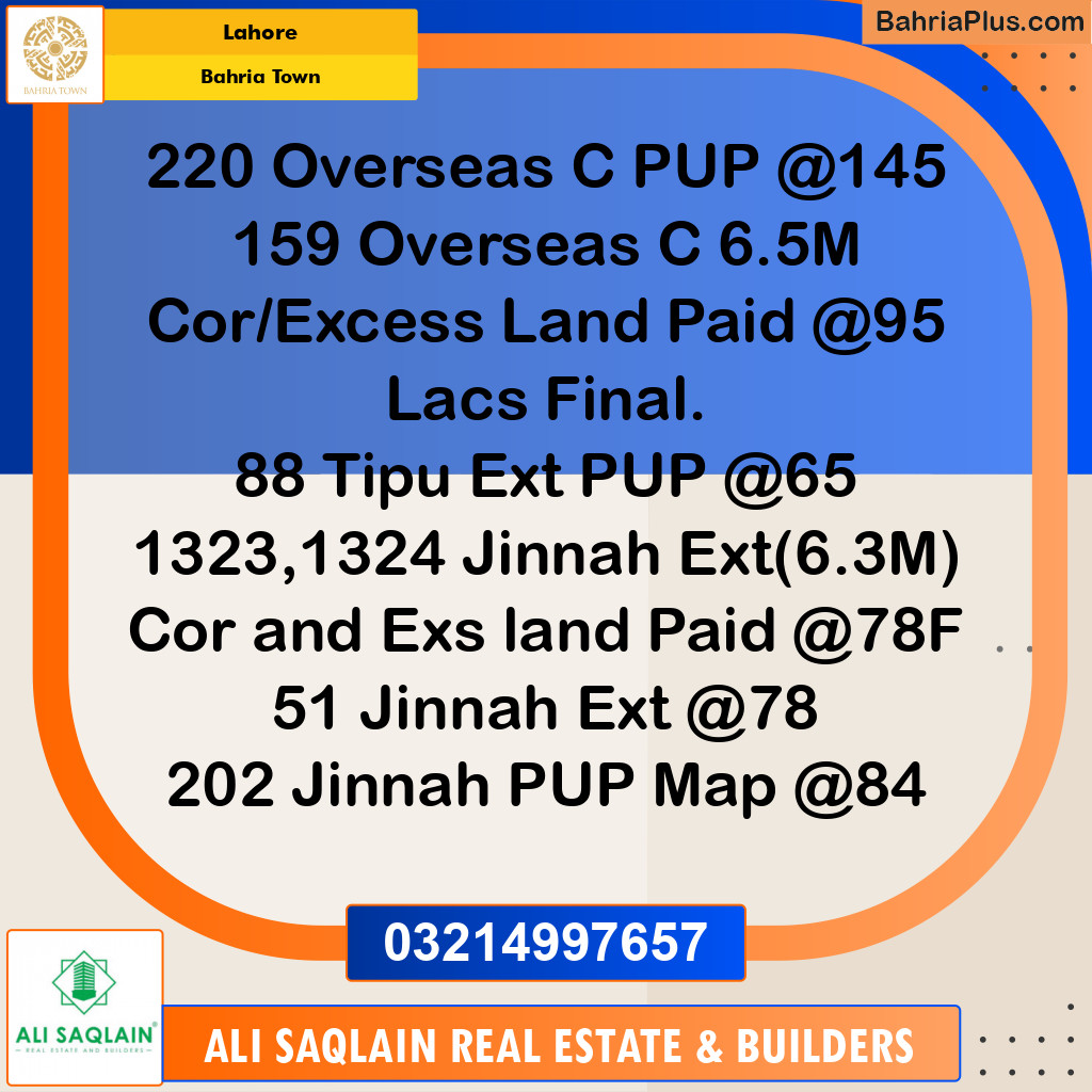 Residential Plot for Sale in Bahria Town, Lahore - (BP-192979)