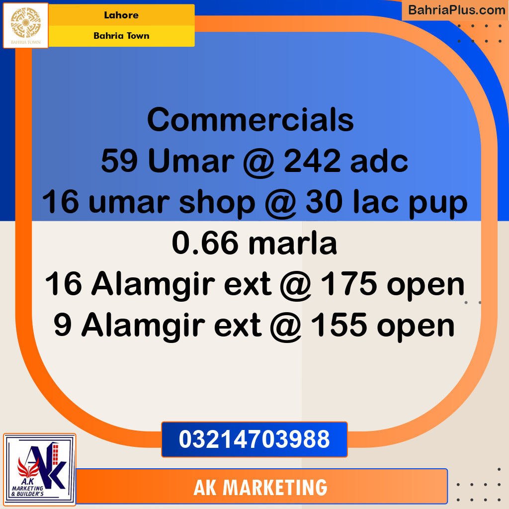 Commercial Plot for Sale in Bahria Town, Lahore - (BP-192980)