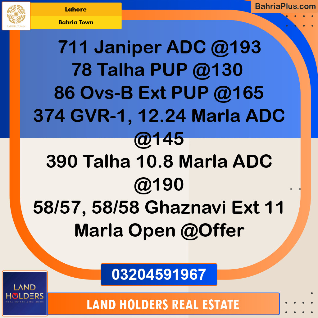 Residential Plot for Sale in Bahria Town, Lahore - (BP-192986)