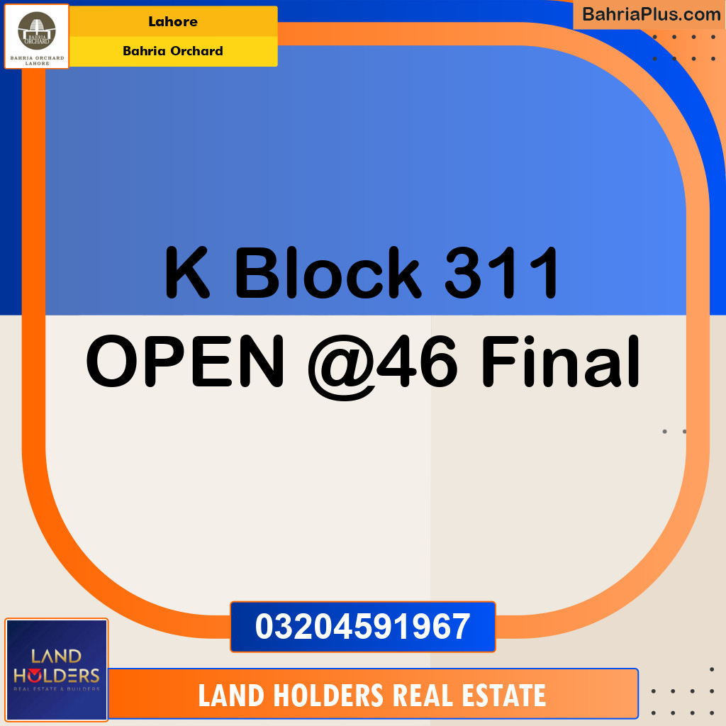 Residential Plot for Sale in Bahria Orchard, Lahore - (BP-192990)