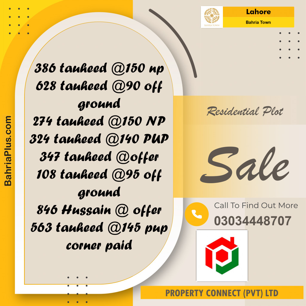 Residential Plot for Sale in Bahria Town, Lahore - (BP-193042)