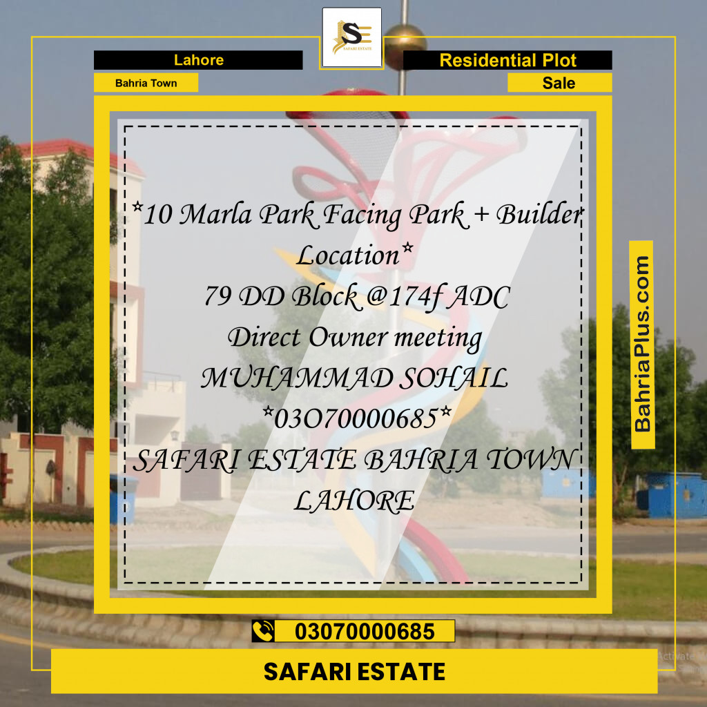 Residential Plot for Sale in Bahria Town, Lahore - (BP-193059)