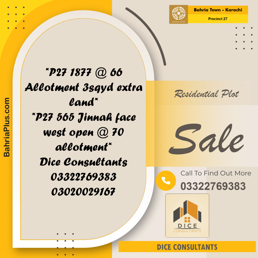 Residential Plot for Sale in Precinct 27 -  Bahria Town, Karachi - (BP-193061)