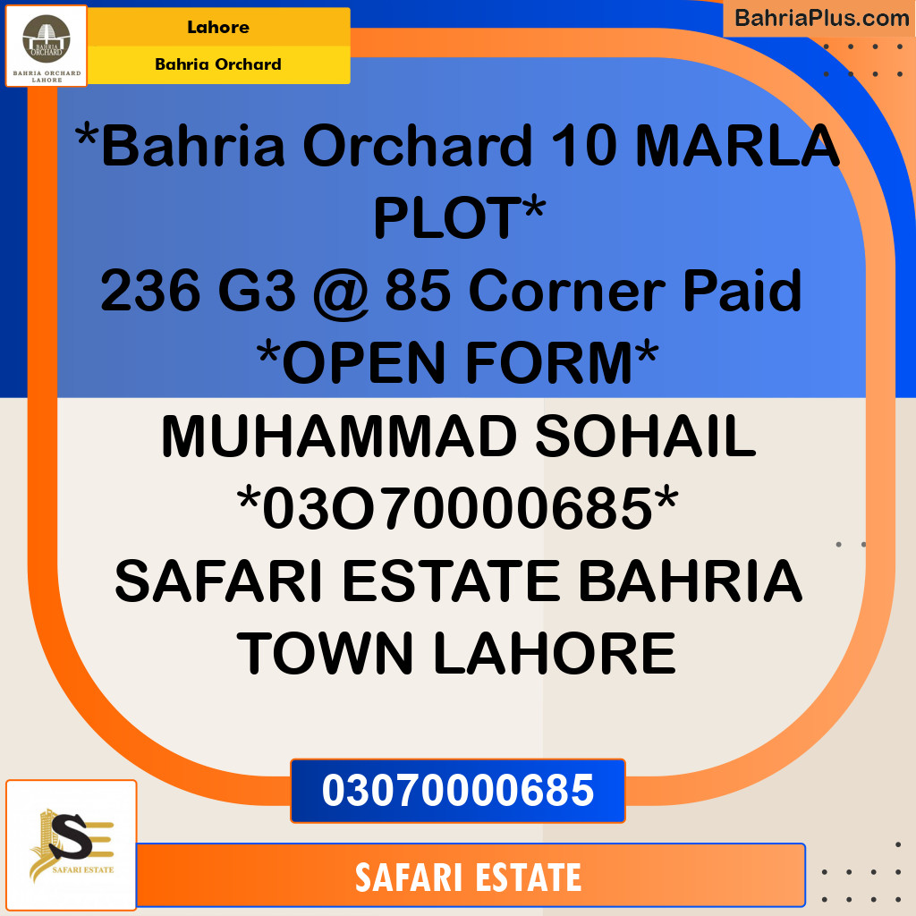 Residential Plot for Sale in Bahria Orchard, Lahore - (BP-193062)