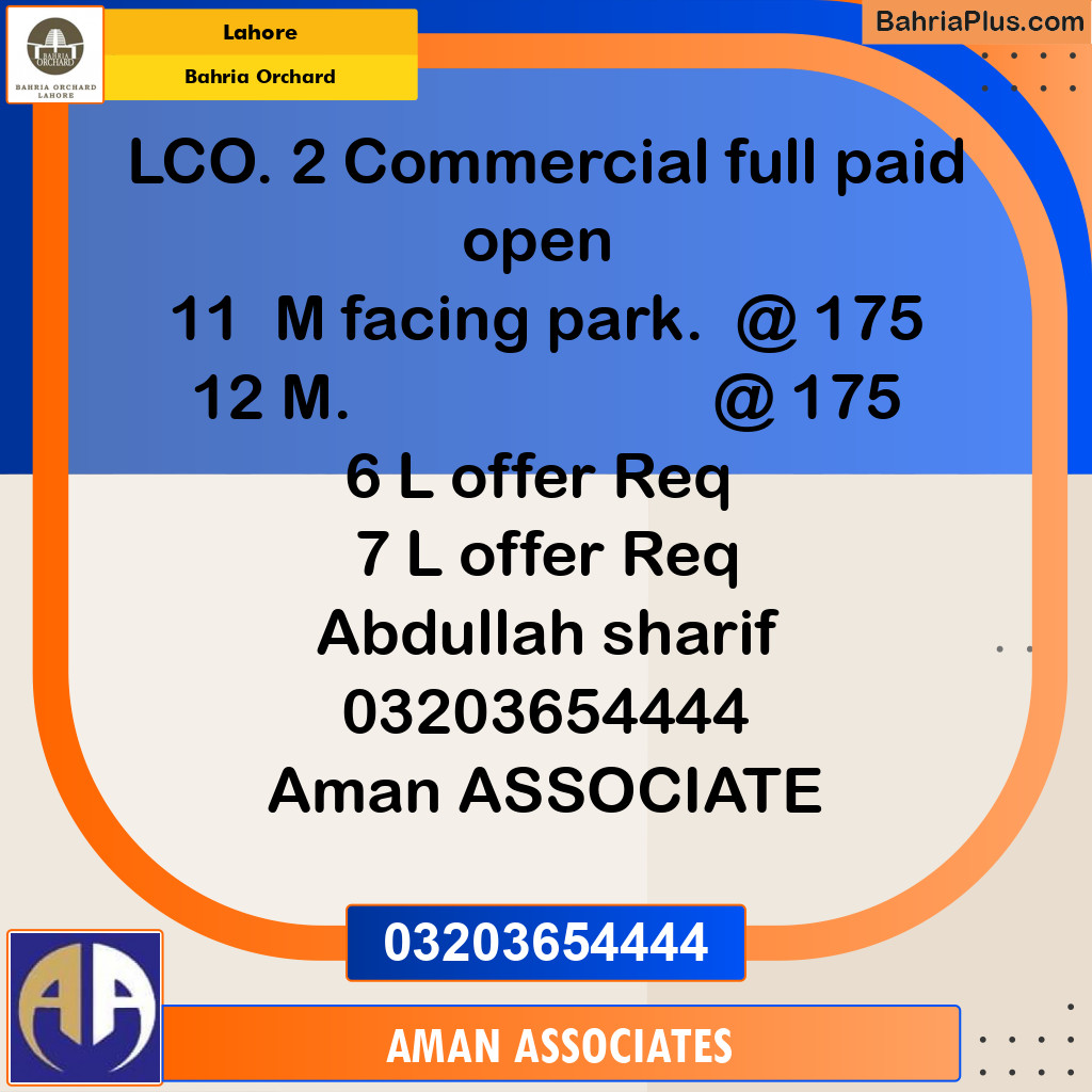 Commercial Plot for Sale in Bahria Orchard, Lahore - (BP-193066)